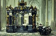 A family beside the tomb of Willem I in the Nieuwe Kerk, Delft. Dirk van Delen